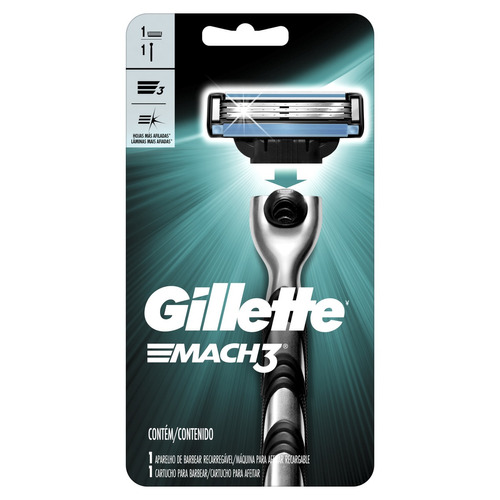 MAQUINA DE AFEITAR GILLETTE MACH 3  SENSITIVE AQUA 1+ 2 REP